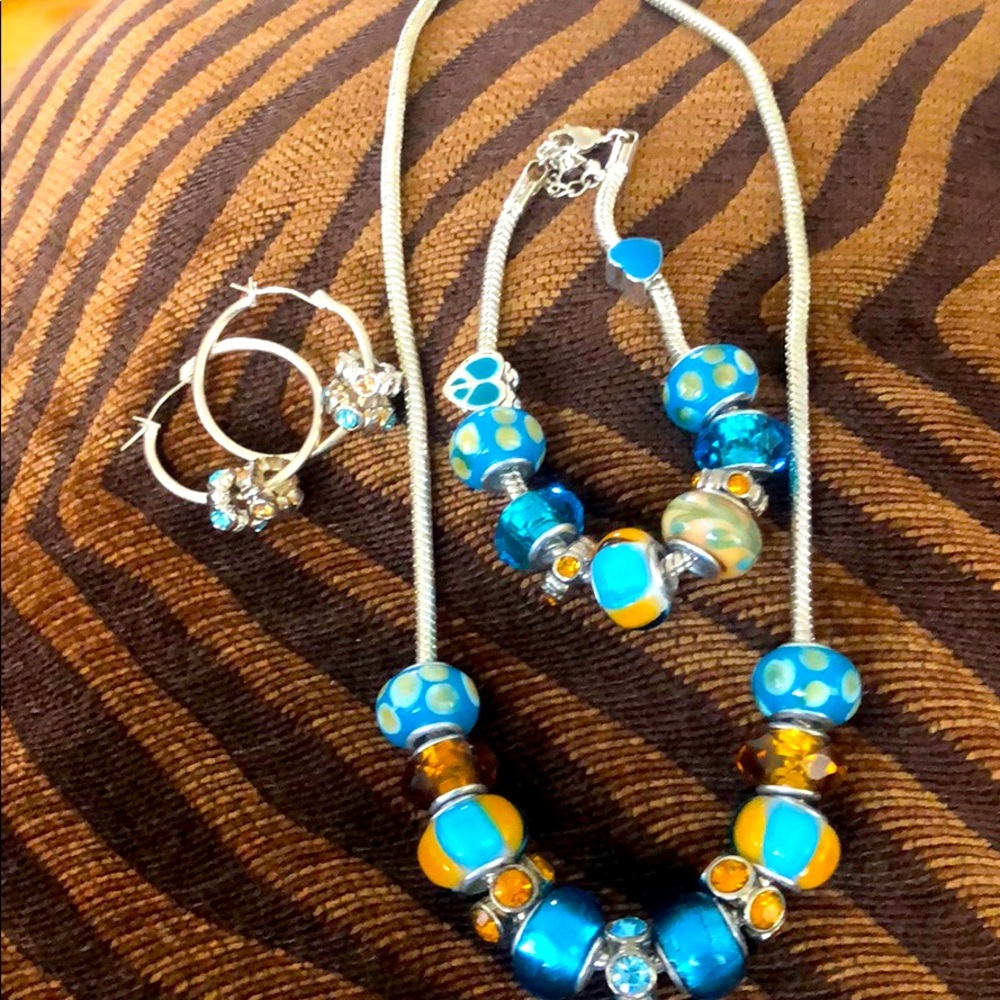 Hand crafted necklace, bracelet, and earring set